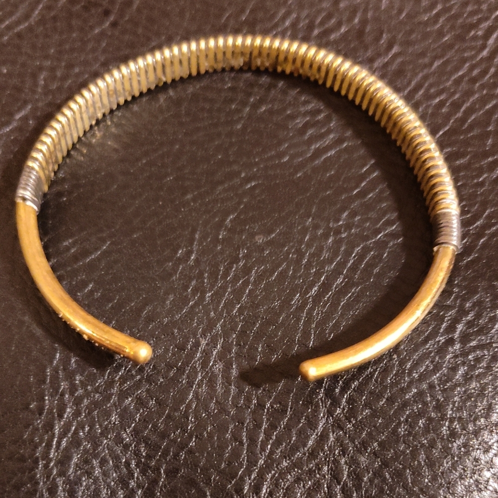 Silver Cuff Coil Bracelet Africa Vintage 2.6 " Across It Has Some Give